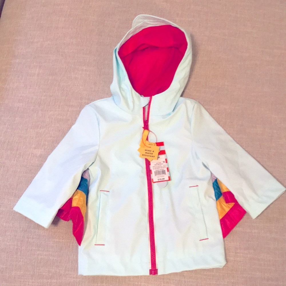 Brand new Cat and Jack raincoat with rainbow wings